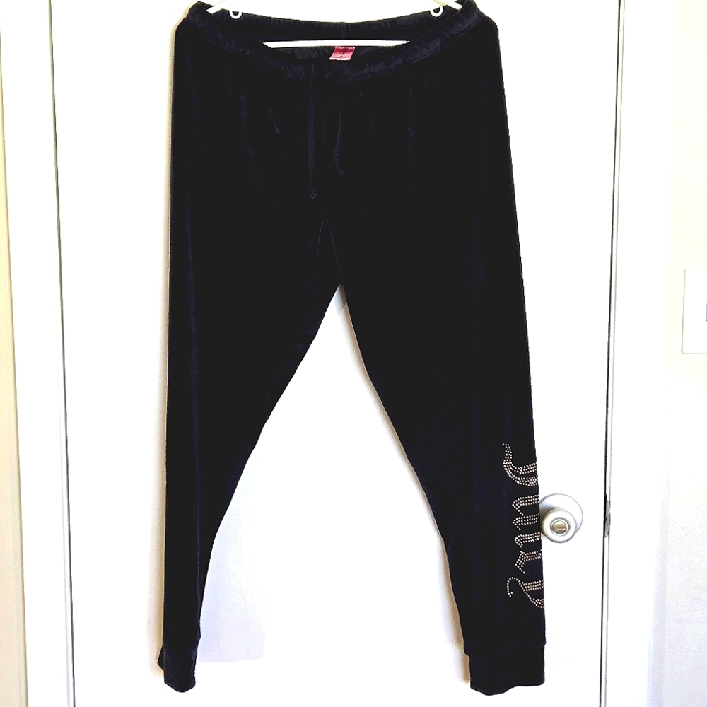 NWOT Juicy Black Velour Tracksuit Lounge Set Rhinestone Logo - Picture 6 of 7